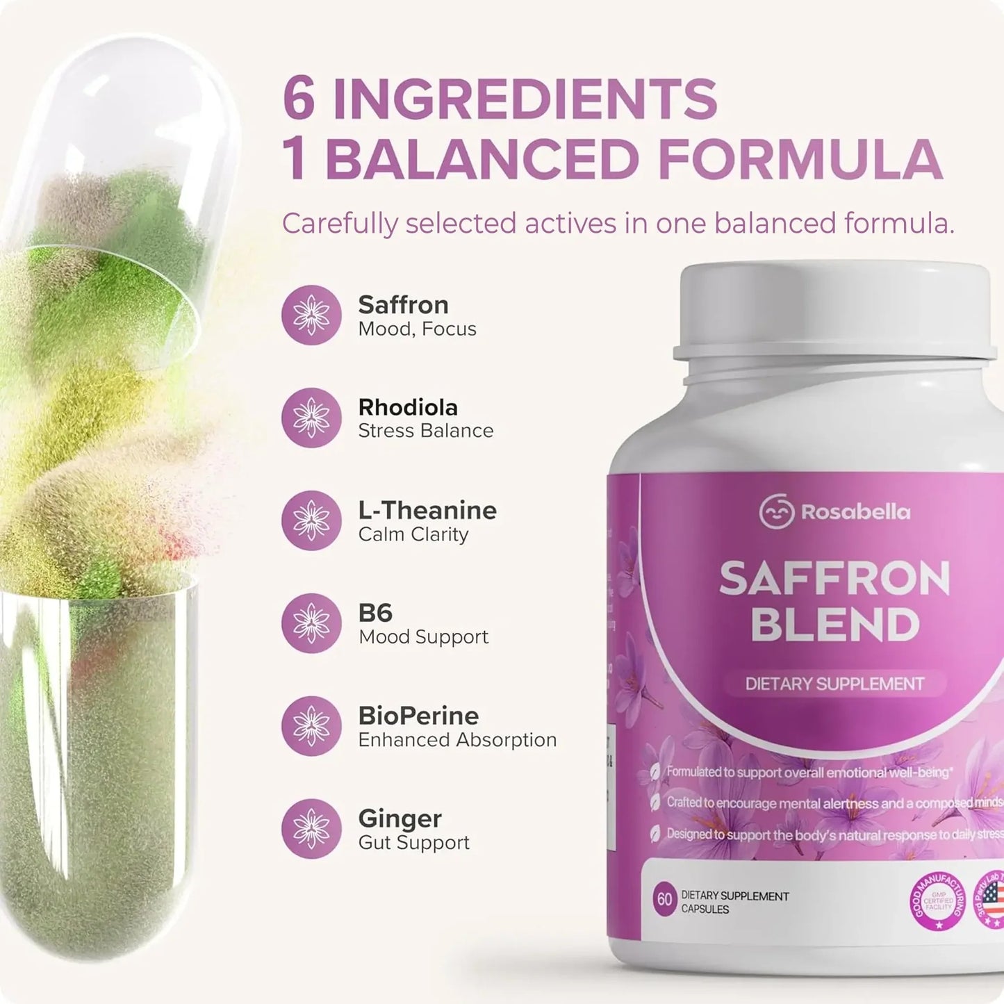 Rosabella Saffron Extract 60 Capsules